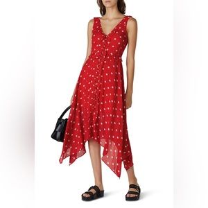 Red Midi Polka dot dress by the kooples
